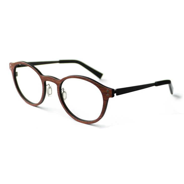 wood grain carbon fiber eyeglasses frame 45° side display